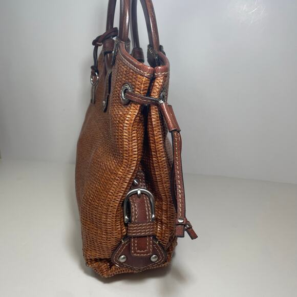 Vintage Fossil Brown Straw Basket Weave Handbag Purse - Picture 4 of 13